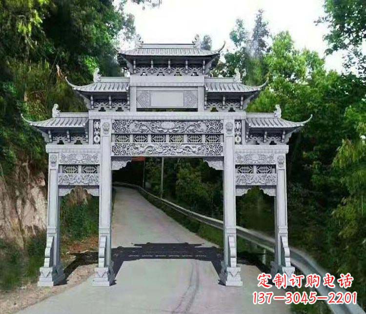周口仿古三门牌坊石雕