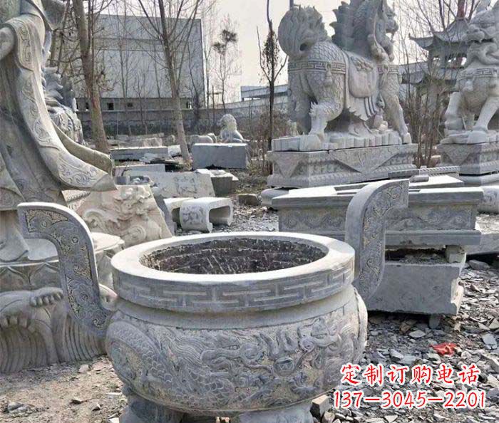 周口仿古三足香炉石雕_1