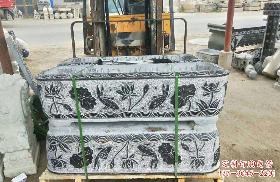 周口精美古典仿古石水缸雕塑