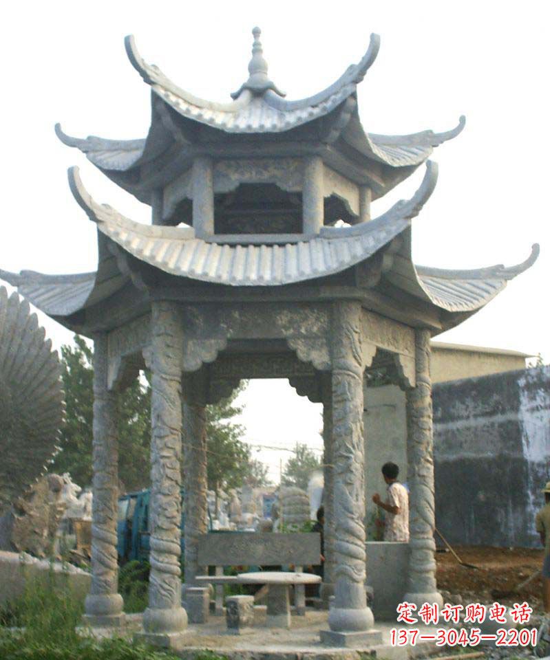 周口传统工艺石雕凉亭,精美细致,给你温馨家园