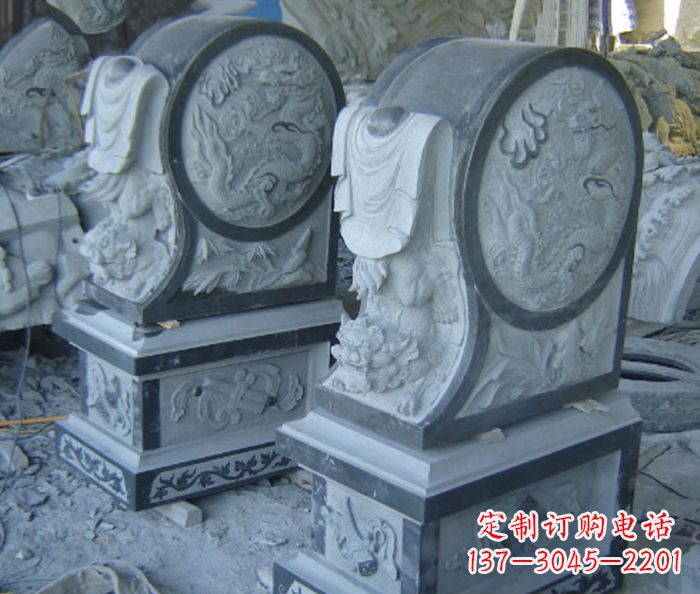 周口仿古石门墩招财抱鼓石雕塑