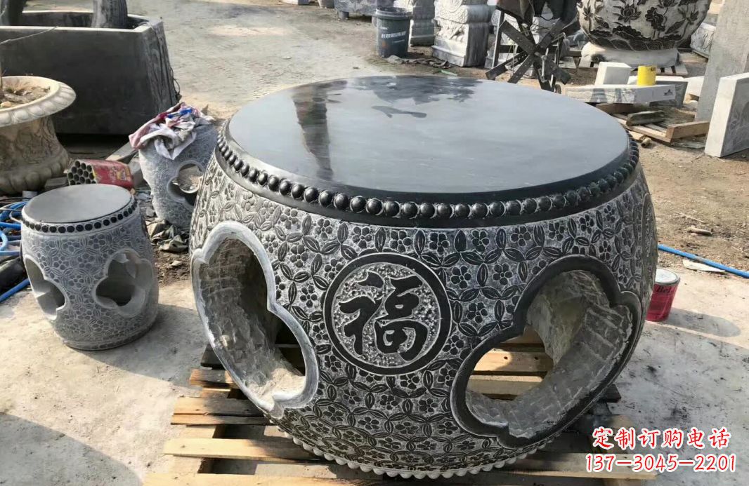 周口中领雕塑 | 精美仿古石桌凳雕塑