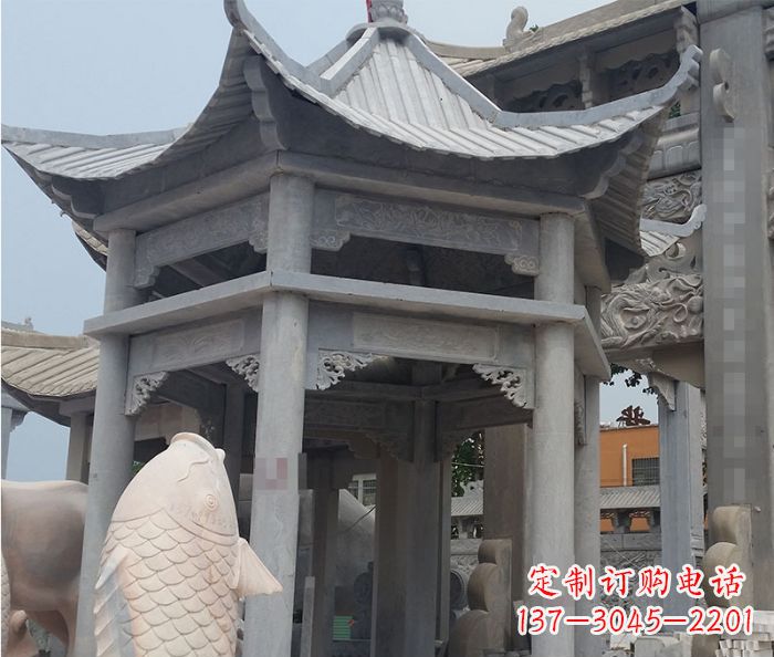 周口精美仿古双层石雕凉亭