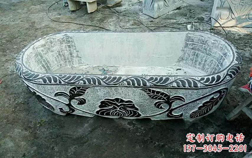 周口风格独特的仿古石头水缸雕塑