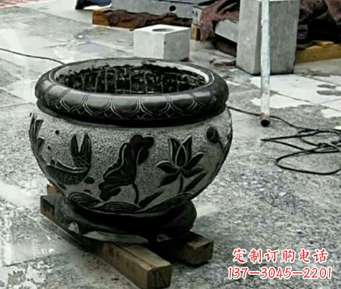 周口精美仿古招财水缸石雕