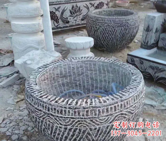 周口精美仿古石雕水缸