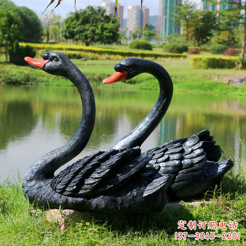 周口仿真黑天鹅玻璃钢雕塑-公园园林水景装饰动物雕塑
