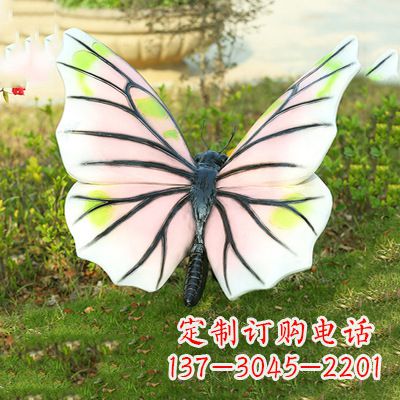 周口浅粉白色仿真蝴蝶雕塑