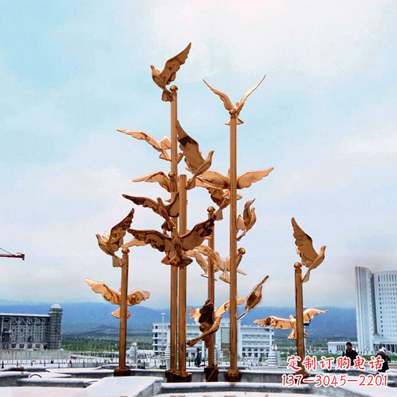 周口中领雕塑传承祥和和平的和平鸽雕塑