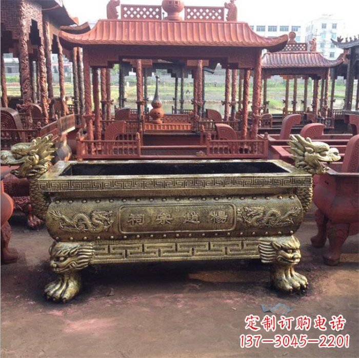 周口精美麒麟雕塑——浮雕铜香炉