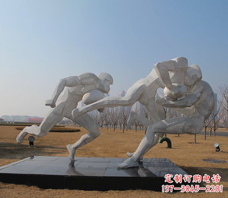 周口不锈钢橄榄球体育雕塑