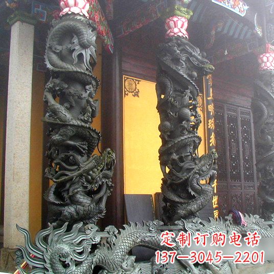 周口高浮雕龙柱铜雕塑