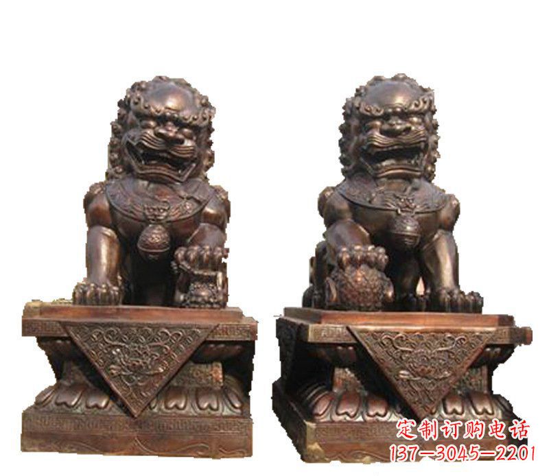 周口公司汇丰狮子铜雕塑摆件 (2)