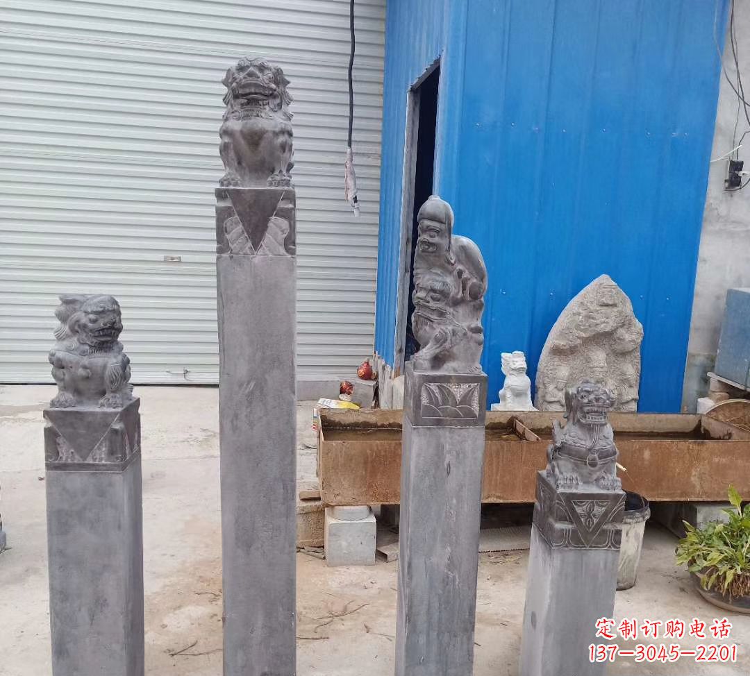 周口公园别墅仿古狮子拴马桩