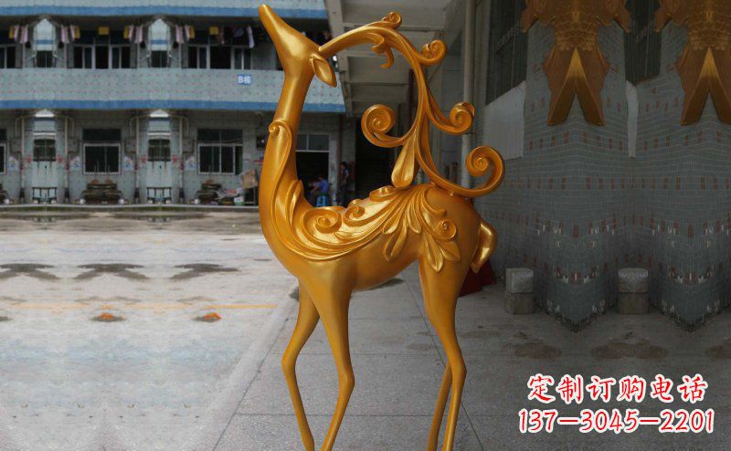 周口玻璃钢小鹿雕塑，装饰公园美景