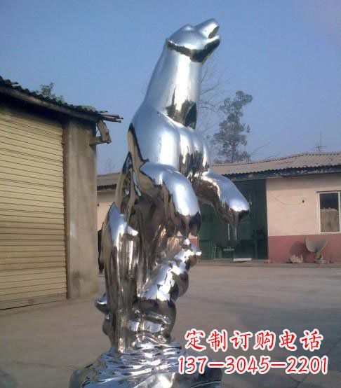 周口公园不锈钢抽象北极熊动物雕塑