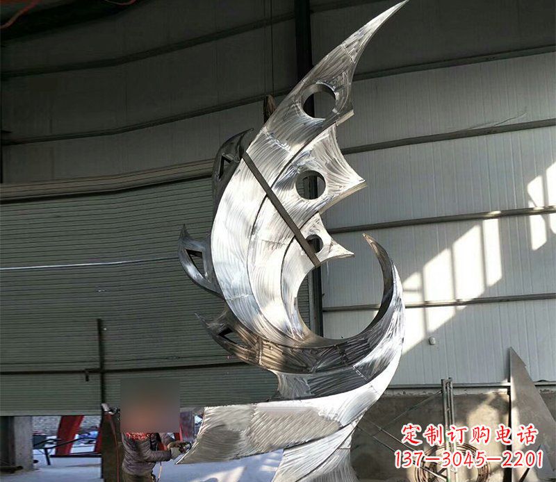 周口公园不锈钢抽象凤凰景观雕塑 (3)