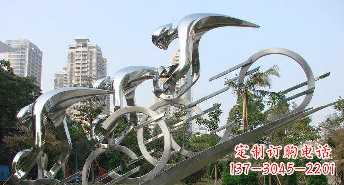 周口不锈钢自行车抽象雕塑
