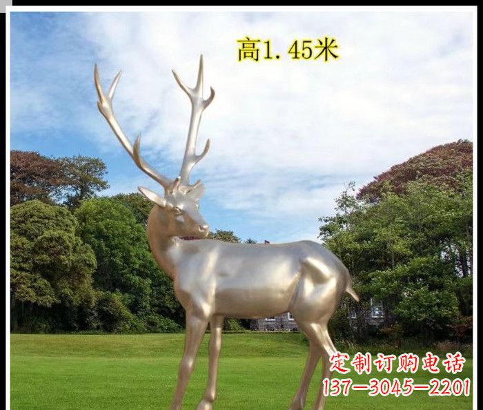 周口高端室外不锈钢巨型动物鹿雕塑