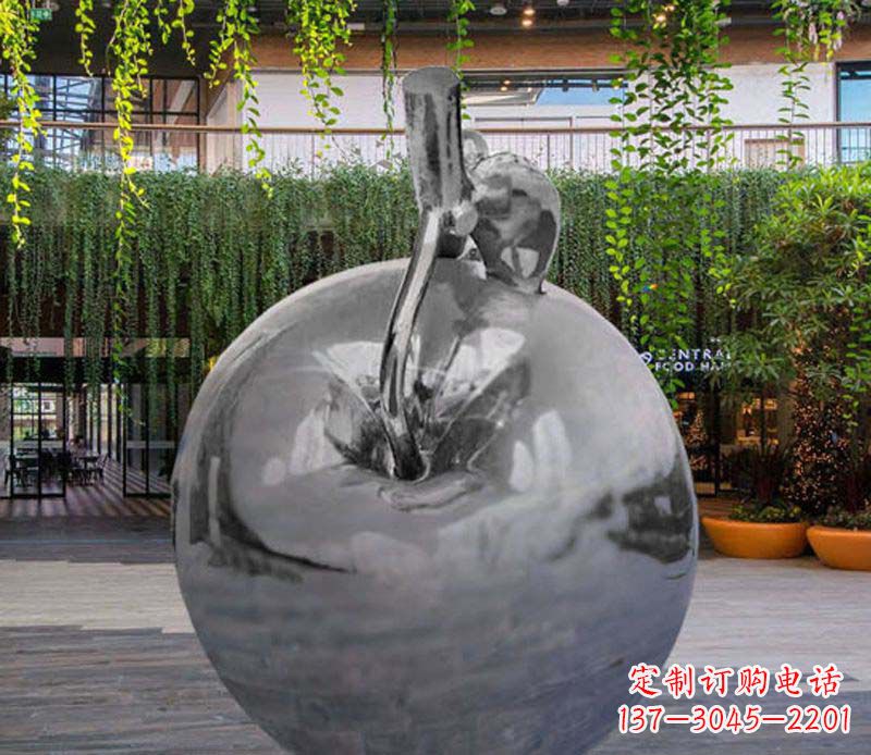 周口公园时尚不锈钢镜面苹果雕塑