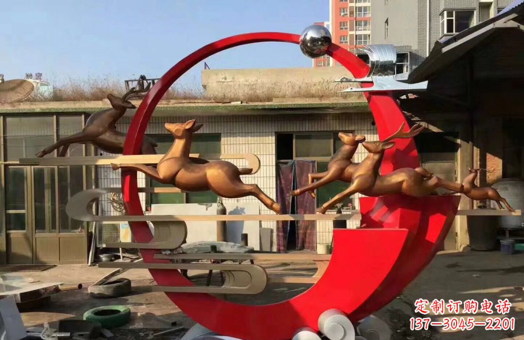周口高端不锈钢梅花鹿雕塑