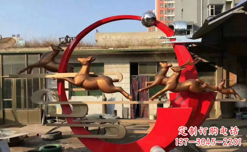 周口梅花鹿不锈钢雕塑引人瞩目的审美观赏