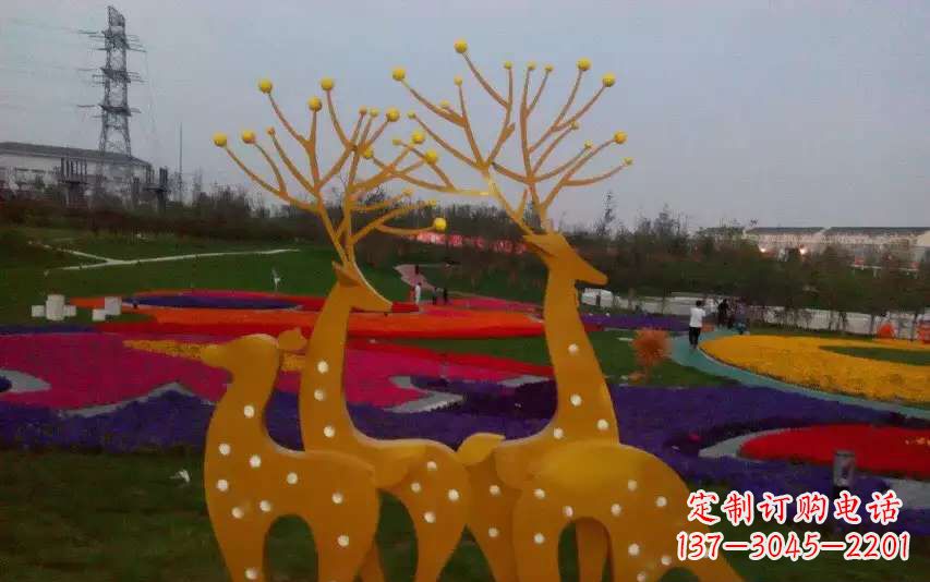 周口不锈钢美陈动物鹿雕塑