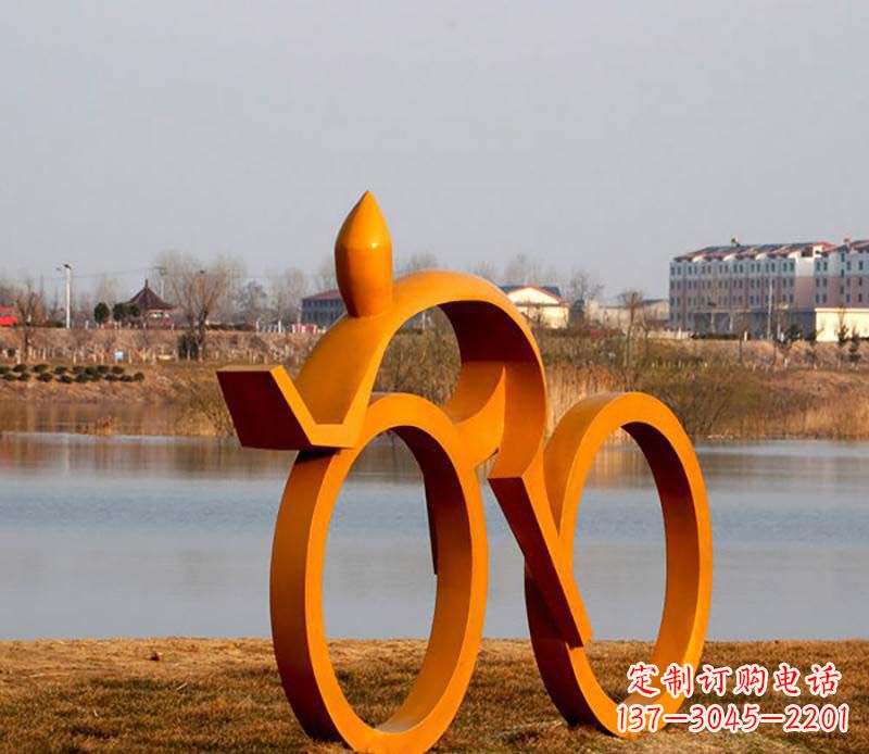 周口产品名称健康运动不锈钢骑自行车人物雕塑