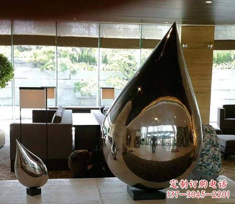 周口公园不锈钢水滴球景观雕塑