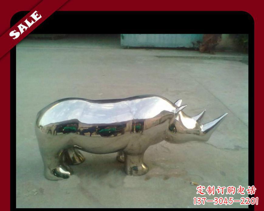 周口犀牛不锈钢雕塑给公园更多抢眼的艺术景观