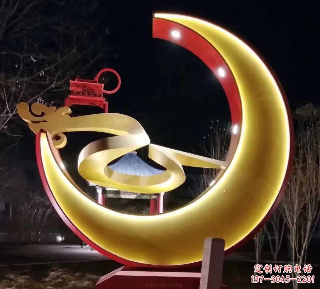 周口精致不锈钢月亮雕塑