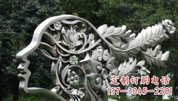 周口高雅美貌不锈钢美女头象雕塑