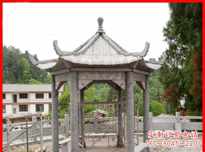 周口精美大理石六角石凉亭雕塑