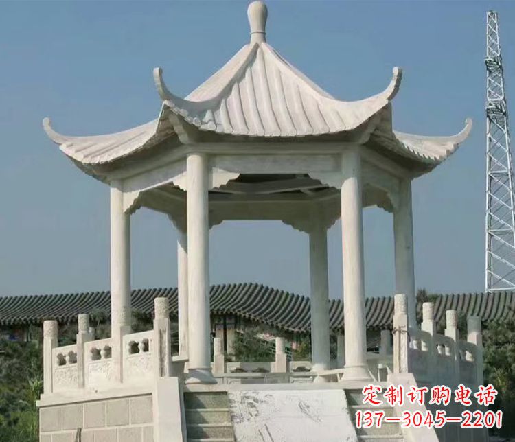 周口极具视觉冲击力的大理石六角石凉亭雕塑