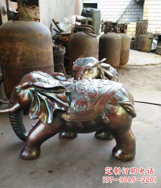 周口 精美的铜质大象招财雕塑