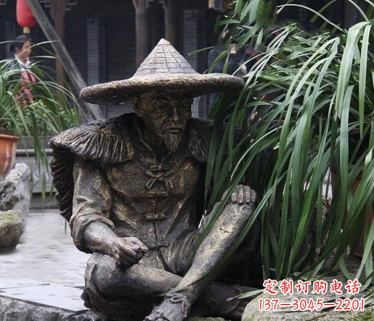 周口中领雕塑定制——古典经典“渔翁”铜雕
