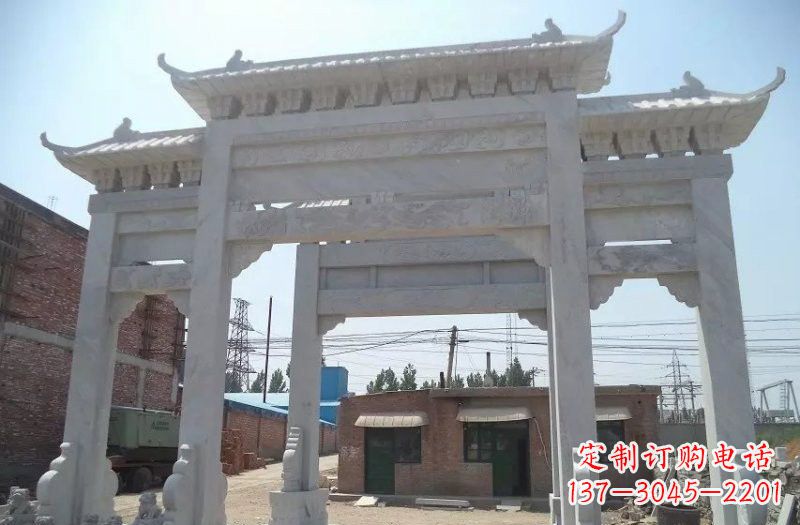 周口牌坊石雕 – 三门牌坊石雕，极具风格的艺术品
