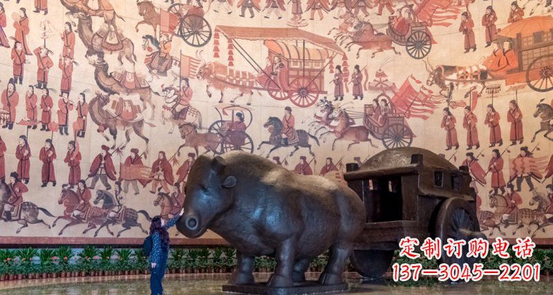 周口公园河马拉车景观铜雕