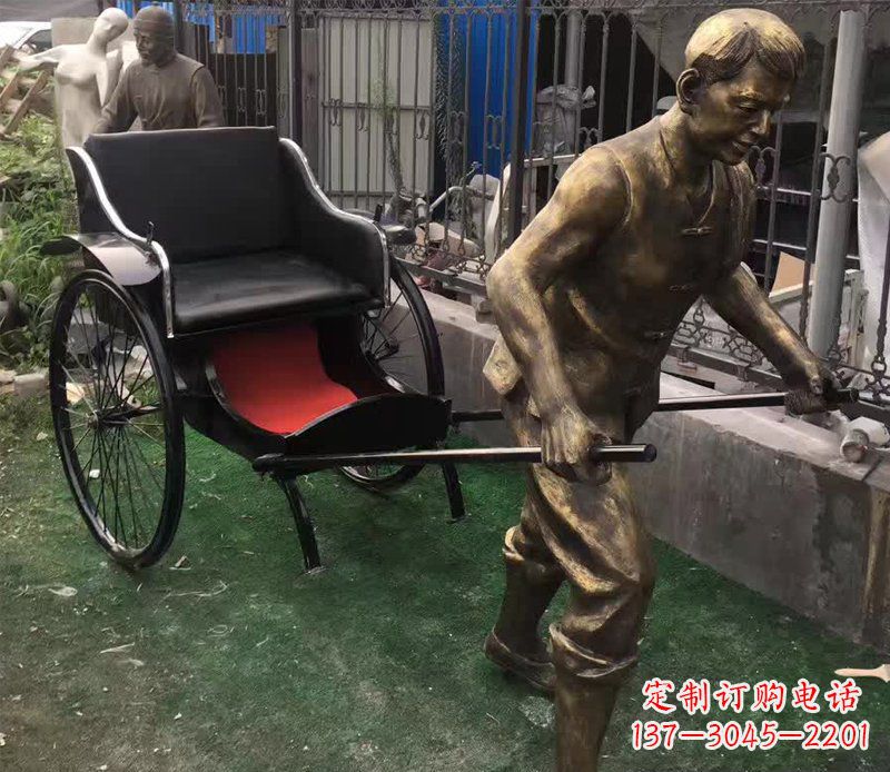 周口精美铜雕车夫人物雕塑