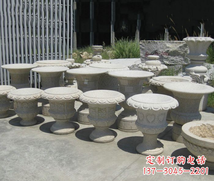 周口大理石花盆石雕艺术品