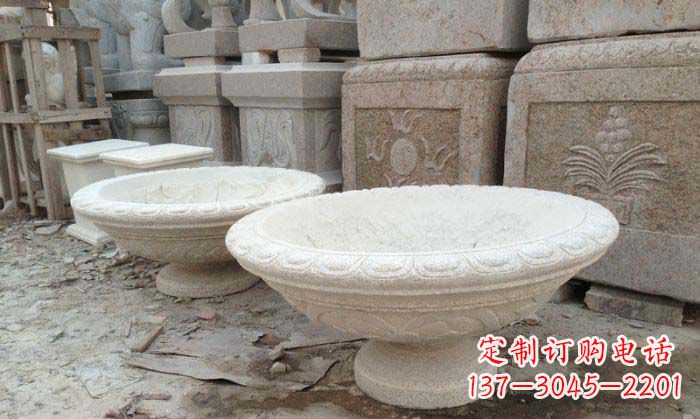 周口细腻雅致的大理石花盆石雕