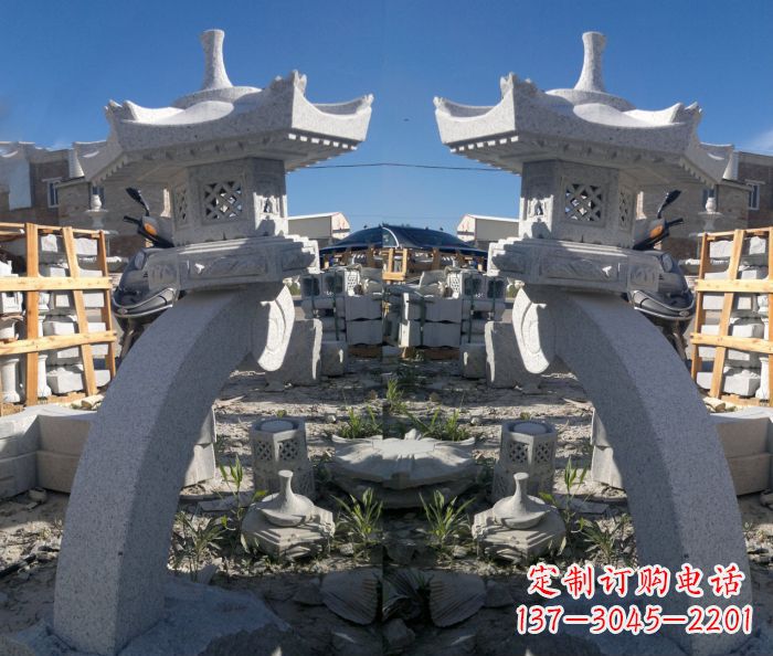 周口精美大理石镂空石灯雕塑