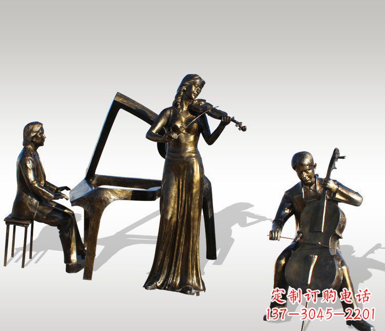 周口公园景观钢琴拉小提琴人物铜雕