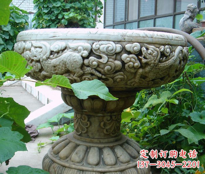 周口仿古花盆石雕艺术品