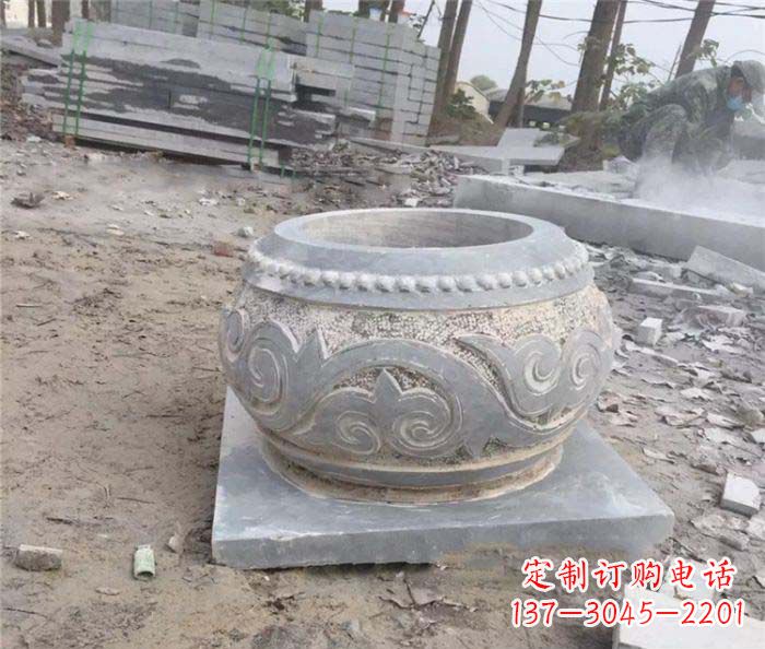 周口公园景观仿古石雕水缸