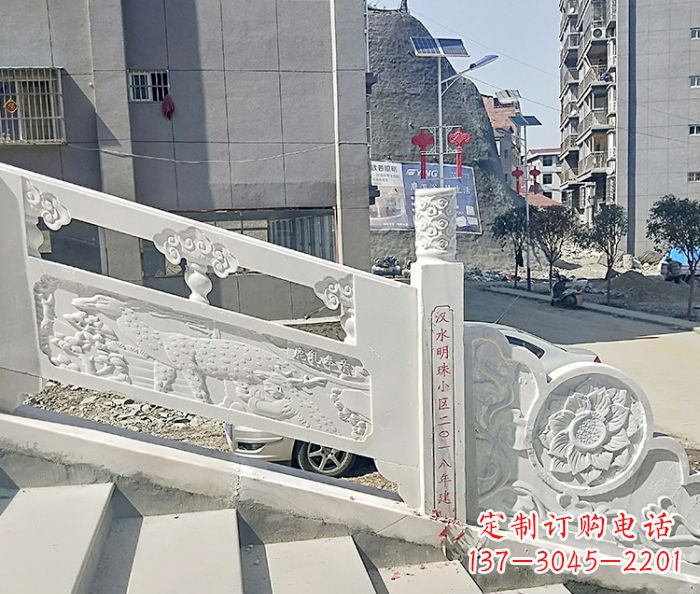 周口汉白玉石雕栏板,唯美园林装饰