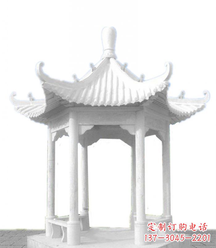 周口公园景观汉白玉石雕凉亭 (2)