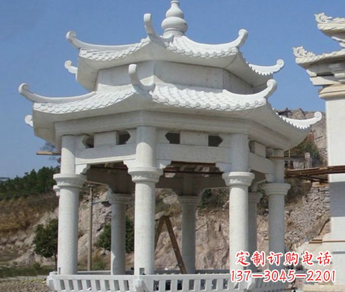 周口公园景观汉白玉石雕凉亭