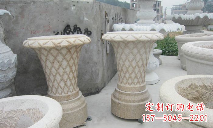 周口花篮式石雕镂空花盆