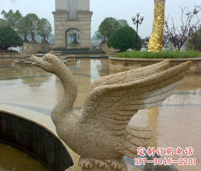 周口公园景观砂岩天鹅喷泉石雕